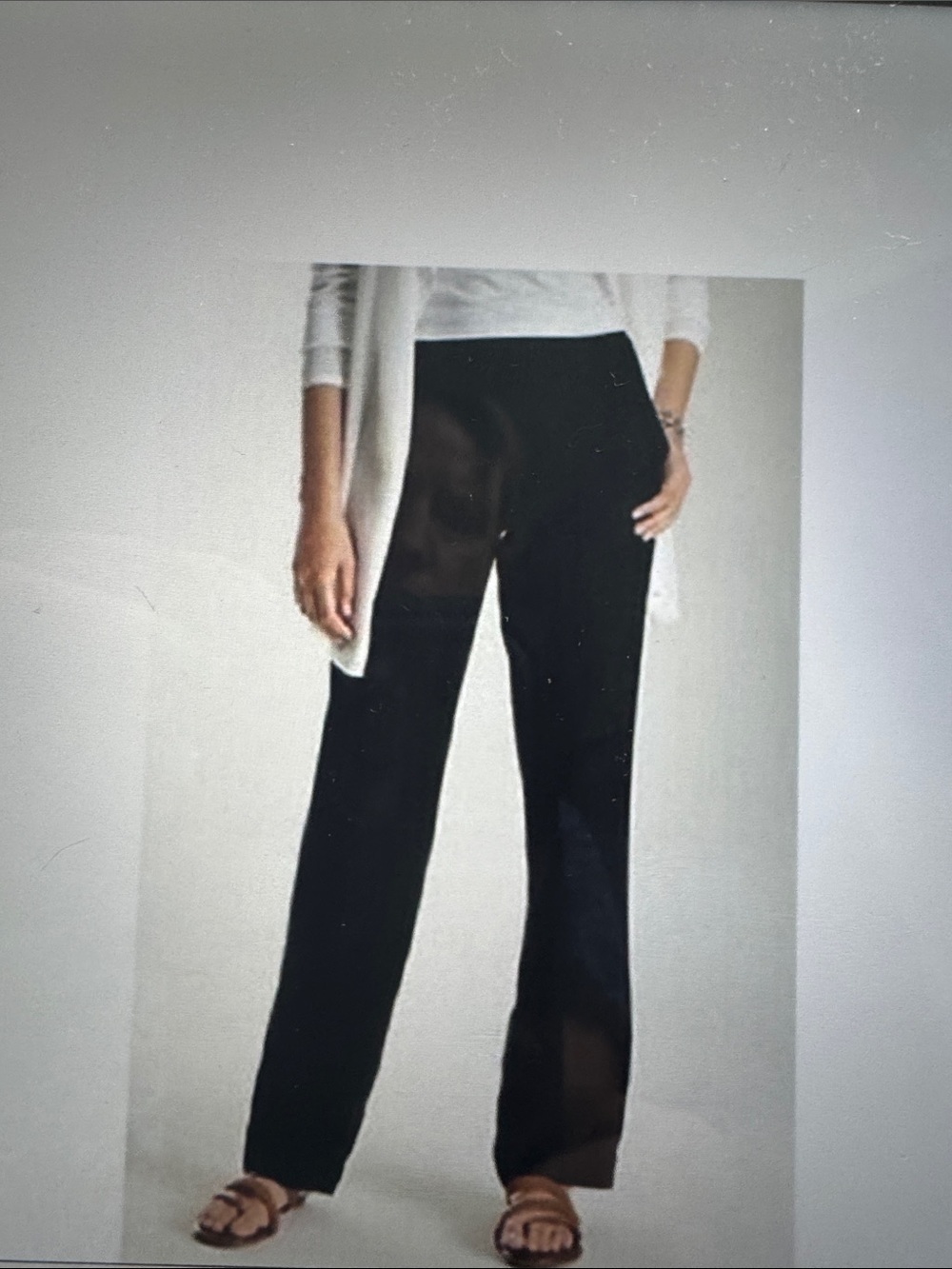 J. Jill Black Linen Blend Stretch Pull-On Pants Womens L cuffed hem Lagenlook